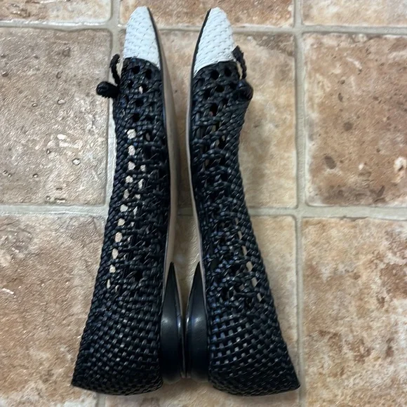 Delman Shana Woven Leather Flats with bow detail size 7 pin up feminine - Picture 5 of 12